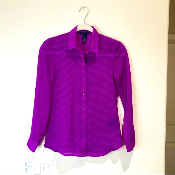 H&M Sheer L/S Button Down Shirt Size 2 EUC. - Picture 1 of 6